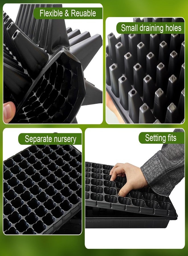 RooTrimmer مجموعة RooTrimmer من 10 قطع من صواني بدء زراعة البذور، 128 خلية، صينية بلاستيكية مسطحة سميكة ومتينة لزراعة الشتلات، 128 خلية، مناسبة لصواني TD538 1020 (21.26 بوصة، 11.02 بوصة، عمق 1.89 بوصة)، GGBQ128 - Image 4